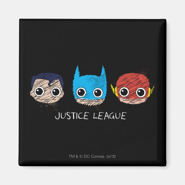Mini Justice League Heads Sketch Magnet (Front)