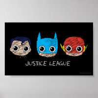 Mini Justice League Heads Sketch