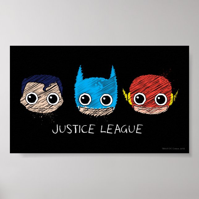 Mini Justice League Heads Sketch Poster (Front)