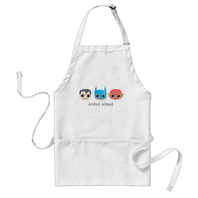 Mini Justice League Heads Sketch Standard Apron (Front)