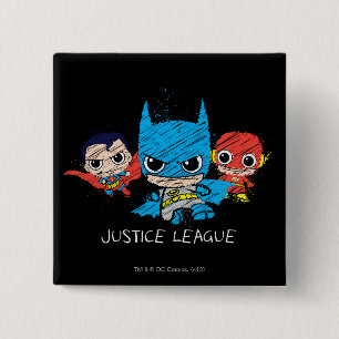 Mini Justice League Sketch 2 Inch Square Button