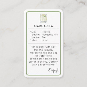 Mini Kit Cocktail Favor Recette Carte Margarita