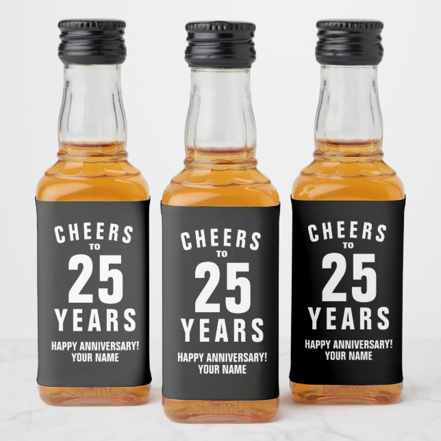 Mini Liquor Bottle Labels for 25th Anniversary (Bottles)