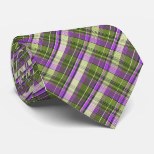 Mini Madras Plaid Purple Single-Sided Tie