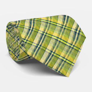 Mini Madras Plaid Sage and Yellow Two-Sided Tie