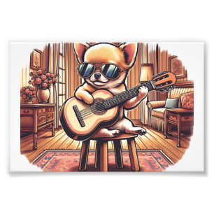 Mini Maestro Chihuahua Guitarist Photo Print