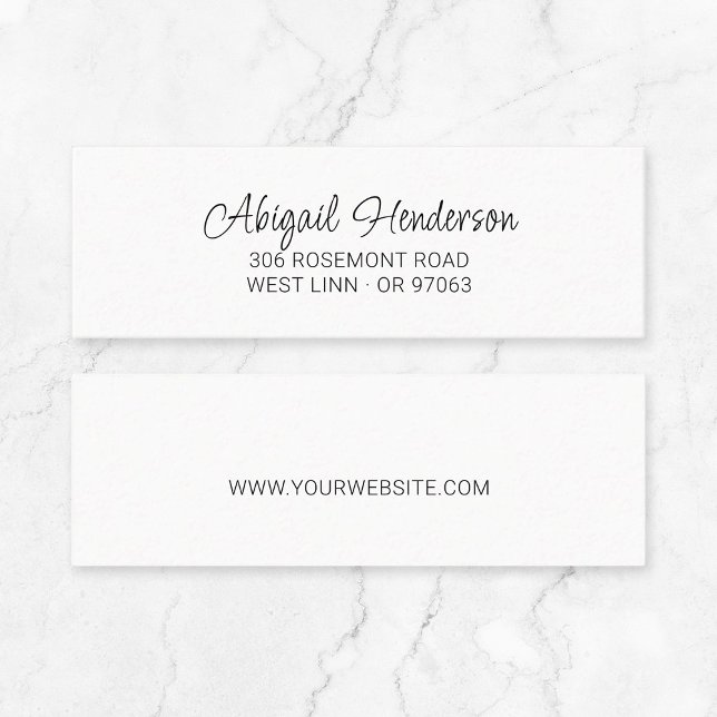 Mini manuscrit 10a | Mini Carte de visite (Elegant quiet luxury typography mini business card - minimalist modern script business essentials.)