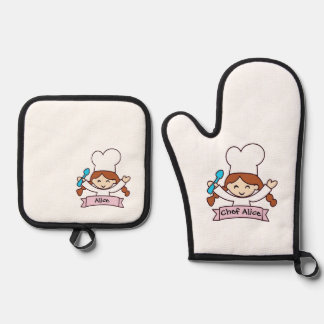 Mini Masterchef Oven Mitt for Little Cooks! & Pot Holder Set