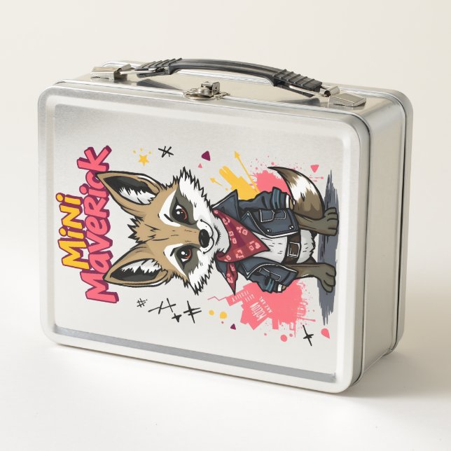 Mini Maverick Cool Rebel Coyote Playground Punk  Metal Lunch Box (Front)
