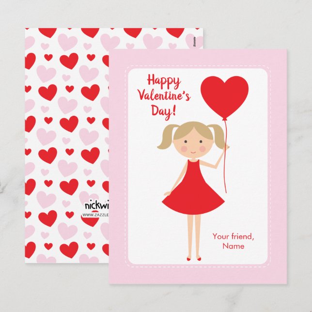 Mini Me Girl Class Valentine Cards (Front/Back)