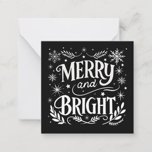 Mini Merry and Bright Black and White Christmas Card (Front)