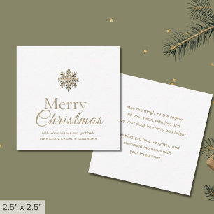 Mini Merry Christmas White Gold Snowflake Card