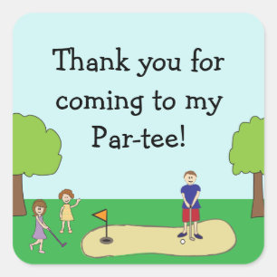 Mini Miniature Golf Birthday Favour Thank You Square Sticker