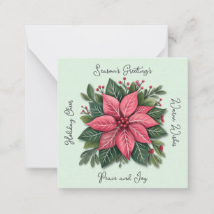 Mini Mint Green Poinsettia Christmas  Card