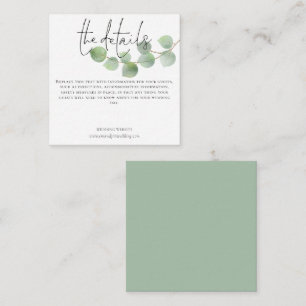 MINI Modern Eucalyptus Wedding Details Script Enclosure Card
