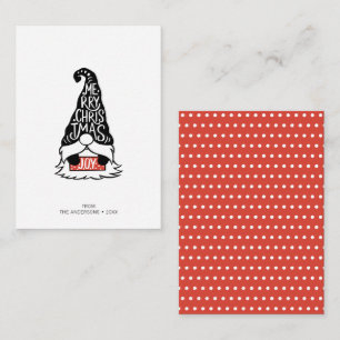 Mini Modern Merry Christmas Gnome Holiday Card