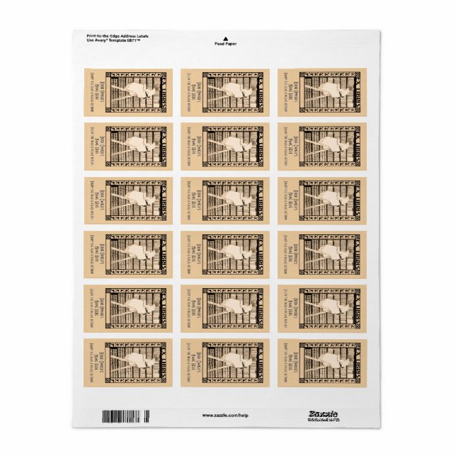 Mini Modern Vintage Bookplates Personalized Label (Full Sheet)