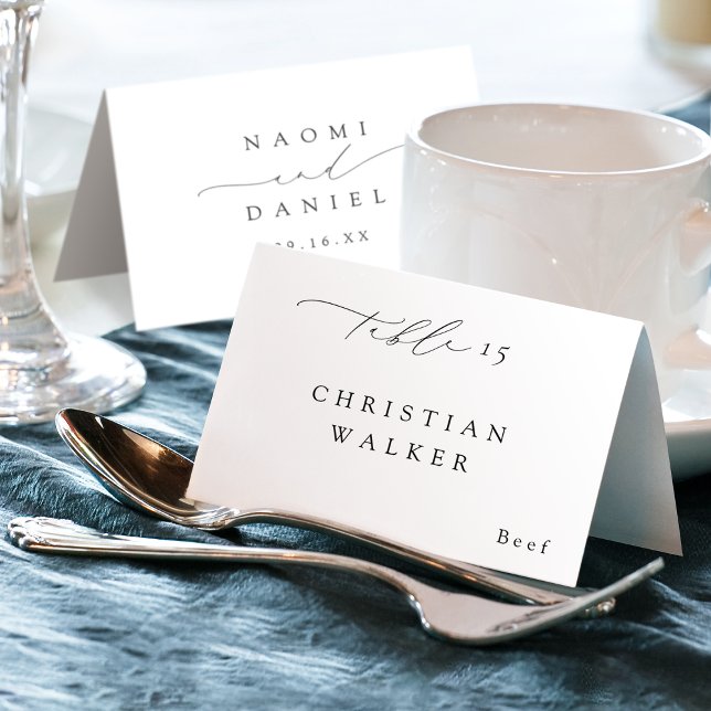 Mini-moderne design Script pliable carte de place  (Minimalist Modern Chic Script Foldable Place Card)