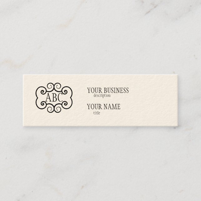 Mini Monogramme de crème Carte de visite Std maigre (Devant)