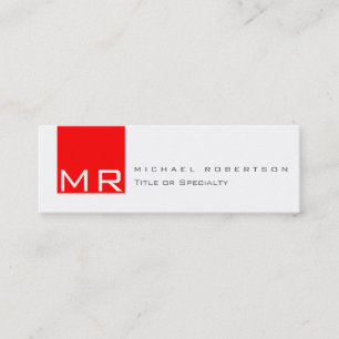 Mini Monogramme moderne blanc rouge Carte de visite pro