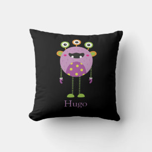 Mini monster, super cute purple childrens throw pillow