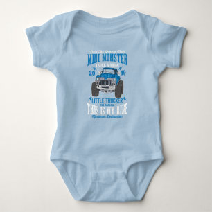 Mini Monster Truck Manic Little Trucker Boy Baby Bodysuit