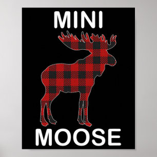 Mini Moose Red Plaid Buffalo Matching Family Pajam Poster