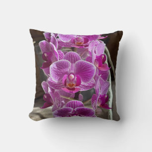 Mini Phalaenopsis Sogo Vivien Purple Orchid Flower Throw Pillow