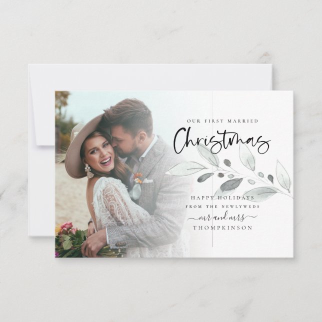 MINI Photo Foliage 1st Married Christmas Note Card (Front)