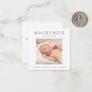 MINI Photo New Baby Photo Personalized 2 sided Card