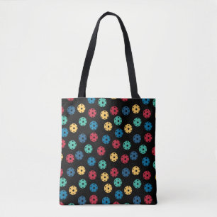 🤩 Mini Pickleballs on black background Tote Bag