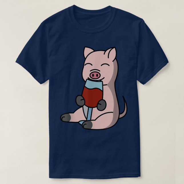 Mini Pig Drinking Wine Pet  T-Shirt (Design Front)