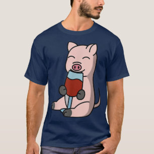 Mini Pig Drinking Wine Pet  T-Shirt