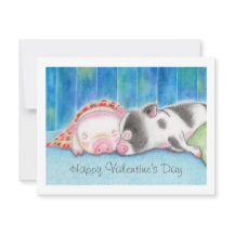 Mini Pigs Piglets Valentine's Day Flat Card