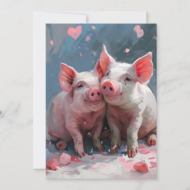 Mini pigs Valentine's day  Holiday Card (Front)