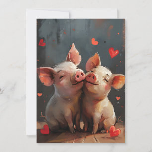 Mini pigs Valentine's Day  Holiday Card