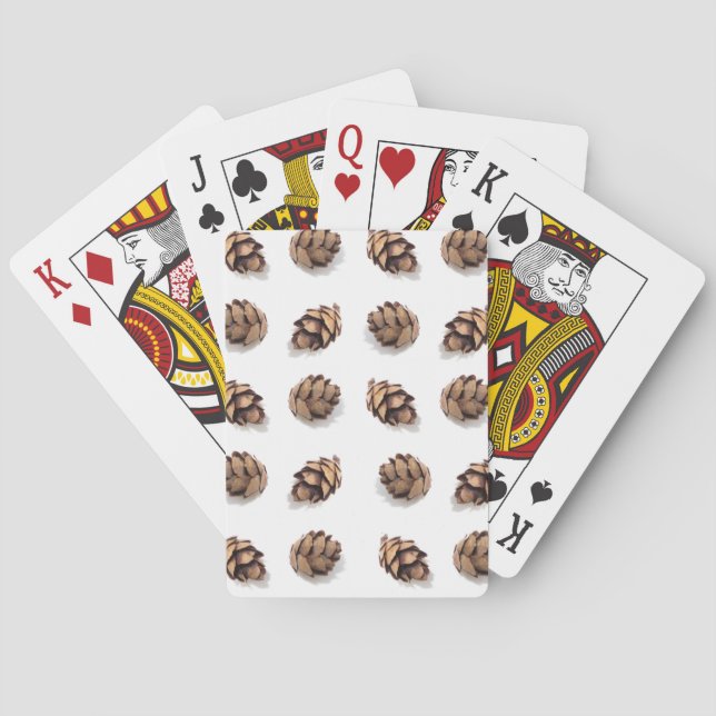 Mini Pine Cones on White Playing Cards (Back)