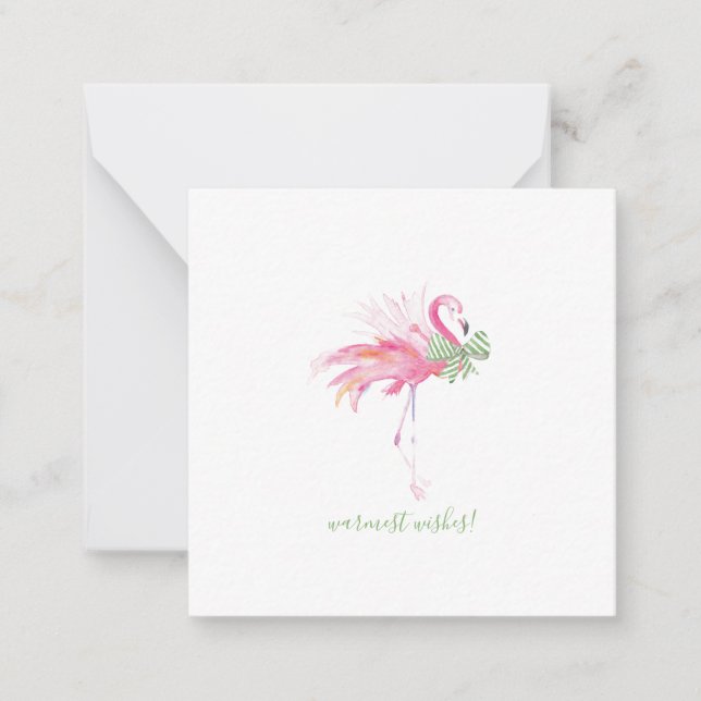 Mini Pink Flamingo Christmas Card (Front)