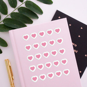 Mini Pink Hearts Stickers Set