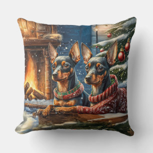 Mini Pinschers Holiday Design By Rich AMeN Gill Throw Pillow