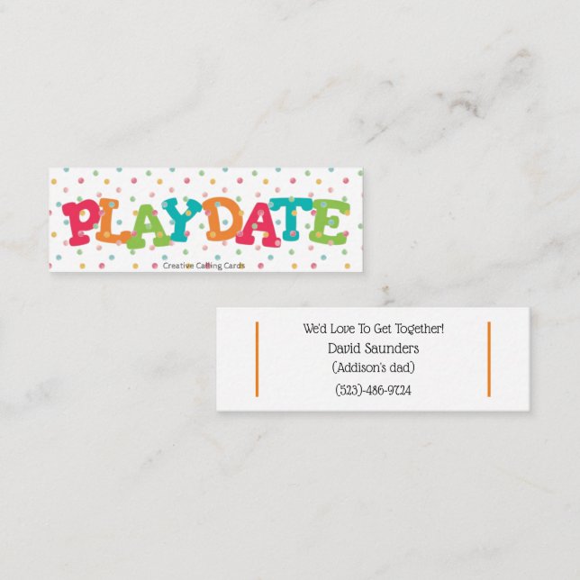 Mini Play Date We'd Love To Hang Out Calling Card (Front/Back)