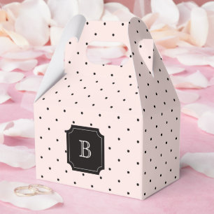 Mini Polka Dots Chic Pink Monogram Wedding Party Favor Box