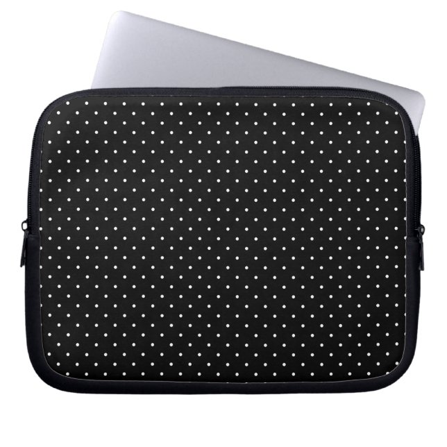 Mini Polka Dots in Black and White Customize it Laptop Sleeve (Front)