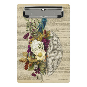 Mini Porte-bloc affiche d'anatomie du cerveau floral médical