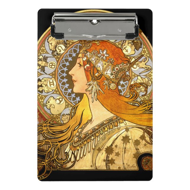 Mini Porte-bloc Alfonse Mucha Zodiac Art nouveau femme (Devant)
