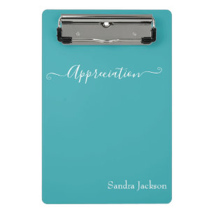 Mini Porte-bloc Appréciation minimaliste de script blanc Turquoise