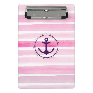 Mini Porte-bloc Aquarelles rose et blanc avec Ancre