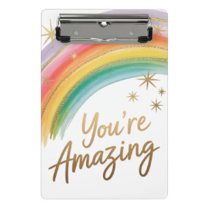 Mini Porte-bloc Arc-en-ciel avec paillettes d'or et texte "Vous êt
