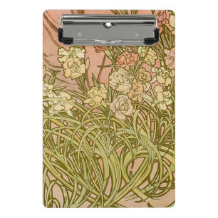 Mini Porte-bloc Art Nouveau Alphonse Mucha Fleurs d'œillet floral