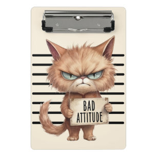Mini Porte-bloc Bad Attitude Chat Mugshot - Drôle Feline Design